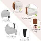 Yaheetech Fabric Accent Chair, Mid-Century Modern Armchair with Solid Wood Legs, Reading Leisure Chair with High Back for Living Room Bedroom Waiting Room,Ivory Yaheetech