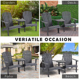 Outsunny Wooden Adirondack Chairs for Two People, Outdoor Fire Pit Chair with Table & Umbrella Hole, Patio Chair for Deck Lawn Pool Backyard, Gray Outsunny