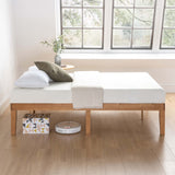 Mellow Naturalista Classic 16 Inch Solid Wood Platform Bed with Wooden Slats, Natural Pine, Queen Mellow