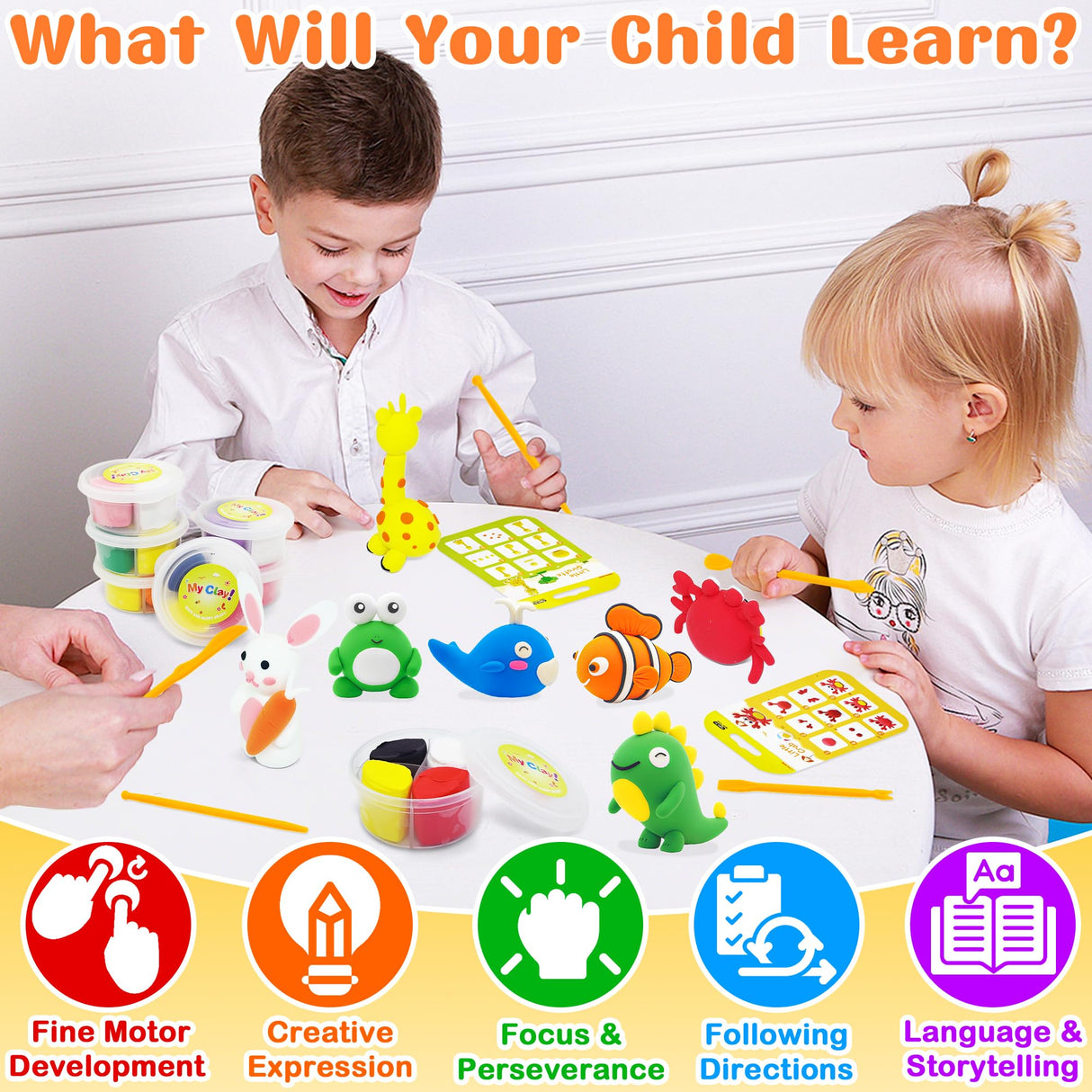 LanMa Air Dry Clay Kit for Kids, 12 Pack Animal Air-Dry Art Kits with Ultra Light & Soft Modeling Clay, Instructions, Sculpting Tools, Christmas Birthday Gifts for Boys Girls LanMa