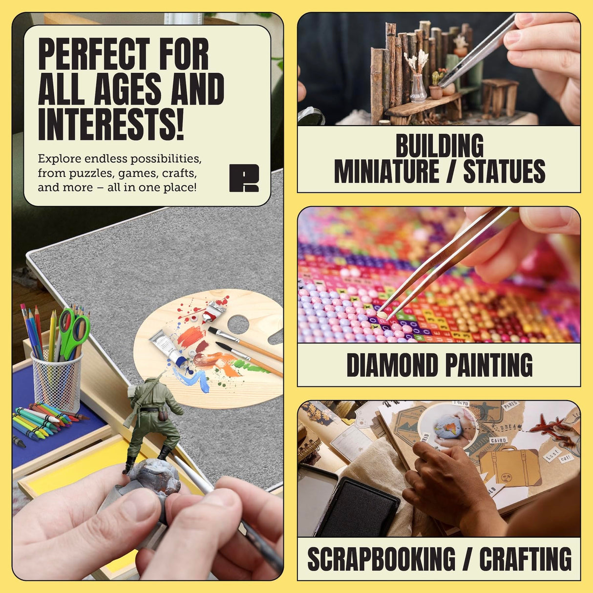 Puzzle Board Tilting with Drawers & Cover Mat - 1000 Pieces Wooden Jigsaw Puzzle Table - 24”x30” Portable Puzzle Board - 3 Tilting Angles & Felt Working Surface - Puzzle Ready Puzzle Ready