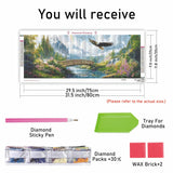 Kaliosy 5D Diamond Art Kits for Adults Eagle Animal, Large DIY Bridge Landscape Diamond Painting Full Round Drill Crystal Art - Craft Cross Stitch Embroidery for Home Wall Decor 11.81x31.5 inch Kaliosy