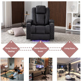Generic SENIFIS Power Recliner Chair, Home Theater Seating Movie Theater Chairs with Adjustable Headrest, Reclining Chair for Living Room with LED Light, USB Port, Storage Armrest (Black) Generic