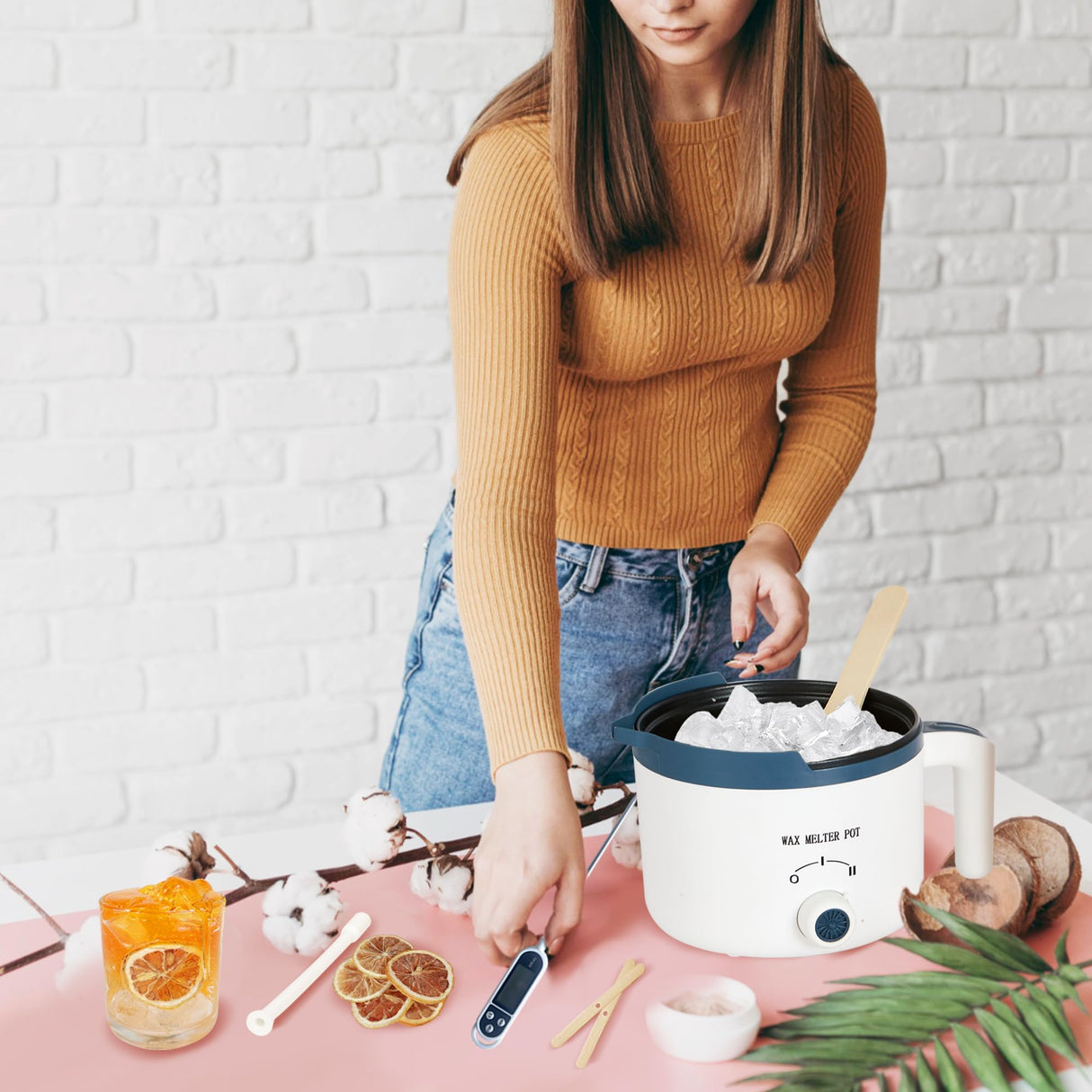 Gel Wax for Candle Making Clear Kit for Adults, DIY Transparent Jelly Wax Set with Electric Melter, Glass Jars, Wick, Dyes and Scents KQU