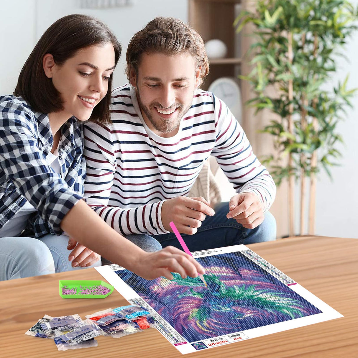 NEWENMO Phoenix Diamonds Painting Kits for Adults Beginner, DIY 5D Aurora Diamond Art Paint with Round Diamonds, Full Drill Gem Art Diamonds Art Painting for Home Wall Decor 12x12 Inch NEWENMO