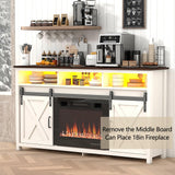 Vinctik 6&Fox 57” Wooden Farmhouse TV Stand for 60/65 inch TV,Double Layer Storage Entertainment Center TV Console Table,w Double-Row Sockets and 2 Sliding Barn Door,Media Cable Box(White) Vinctik 6&Fox