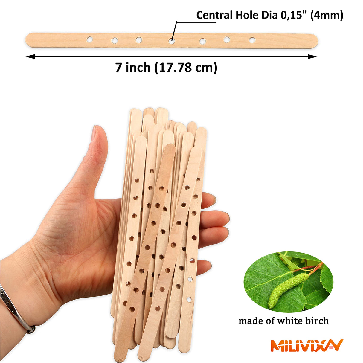 MILIVIXAY 100pcs Wooden Wick Holders - Candle Wicks Centering Device for Large & Multiwick Candles. MILIVIXAY