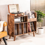 UODERS Record Player Stand, Large Record Player Table Cabinet with Open Vinyl Storage and Display Shelf Holds up to 350 Albums, Mid Century Wood Turntable for Living Room, Bedroom (Brown) UODERS