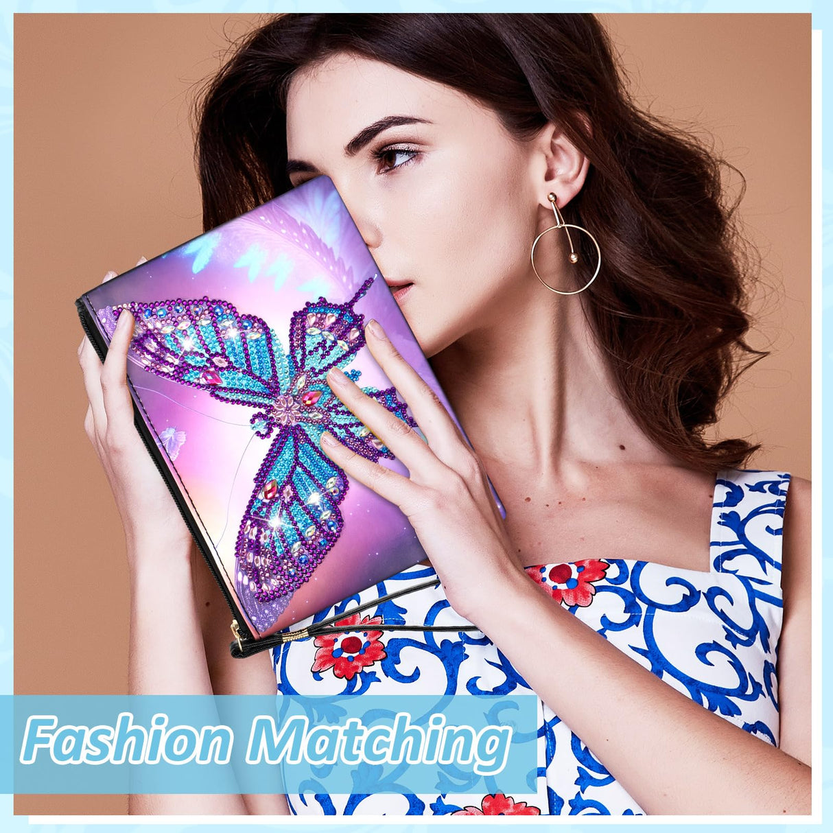 Silkfly 6 Pcs Diamond Painting Purses Clutch DIY Diamond Handbag PU Leather Painting Bags 5d Handmade Wristlet Wallet with Strap and Zipper for Women Gift(Butterfly Style) Silkfly