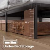 Rolanstar Bed Frame with USB Charging Station, Full Bed Frame with LED Lights, Platform Bed Frame with Heavy Duty Steel Slats, 14" Storage Space Beneath Bed Rolanstar