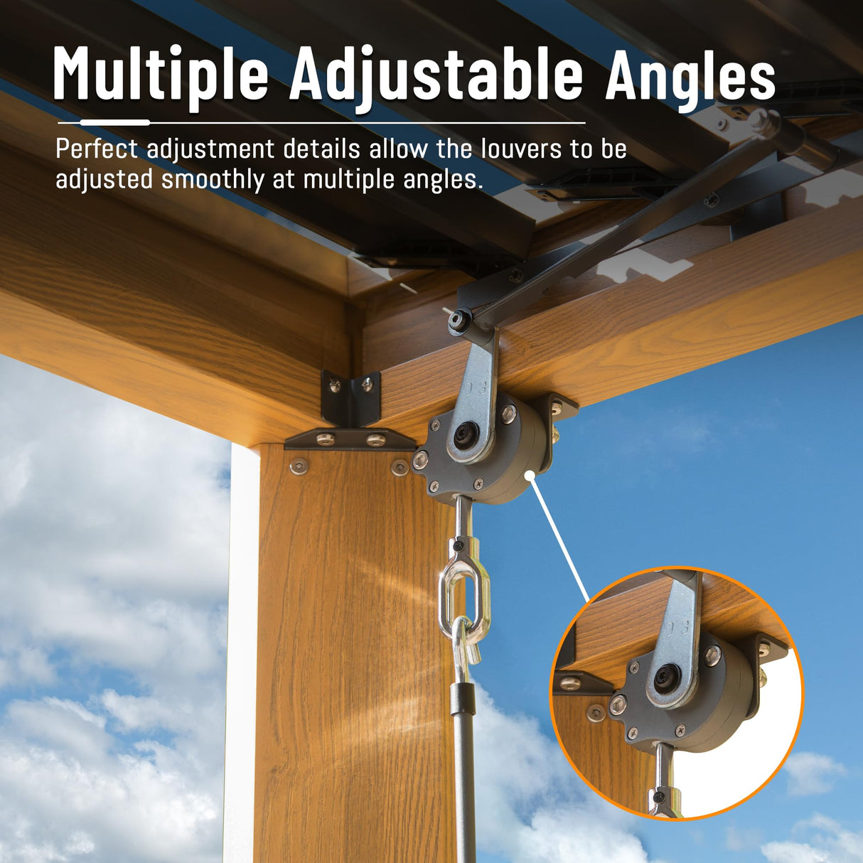 Domi Louvered Pergola 10X10FT, Wood Grain Aluminum Pergola with Adjustable Roof, Wood Looking Aluminum Frame, Efficient Drainage System, Outdoor Pergola for Patio, Deck, Garden domi outdoor living