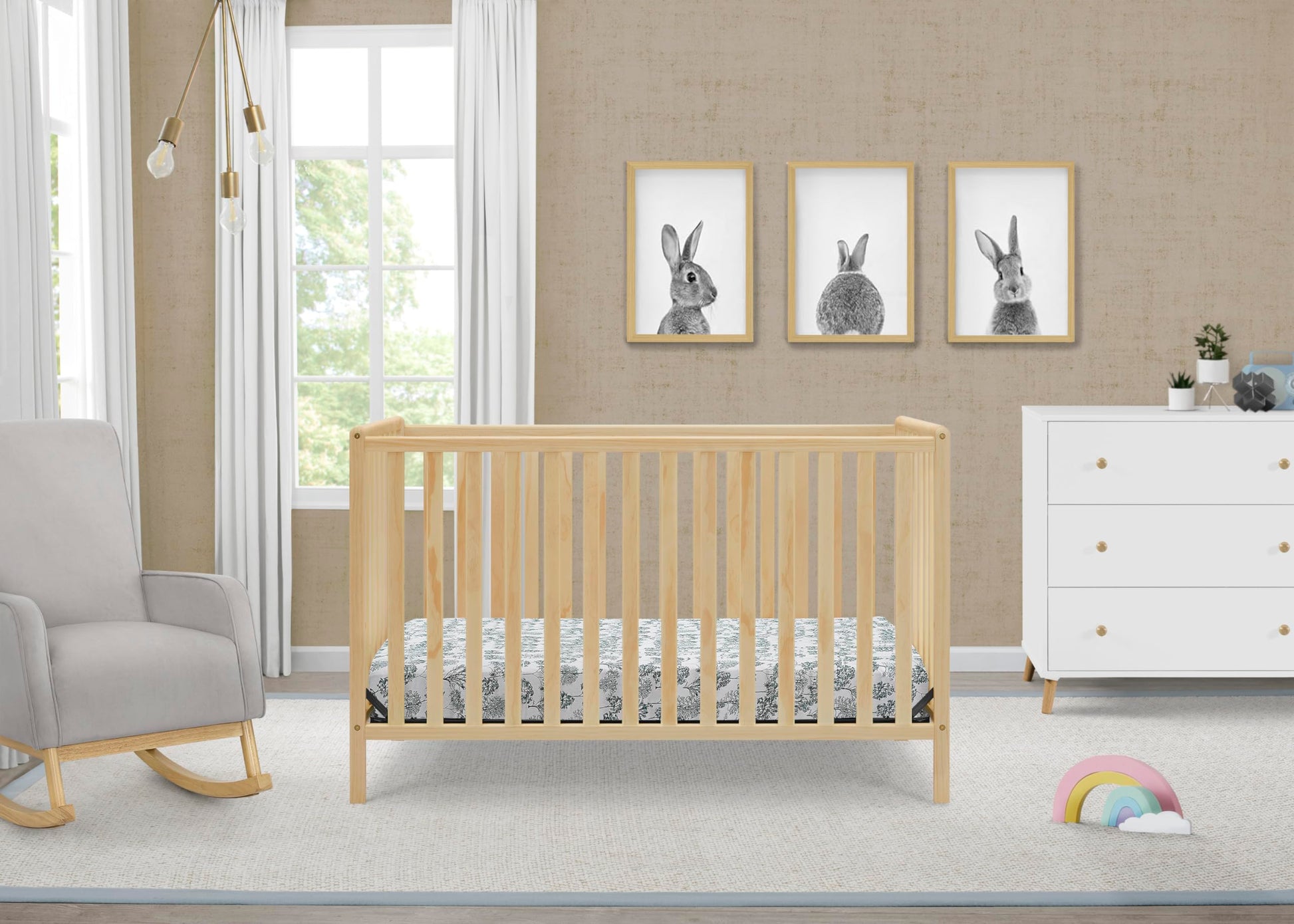 Delta Children Heartland 4-in-1 Convertible Crib, Natural - WoodArtSupply