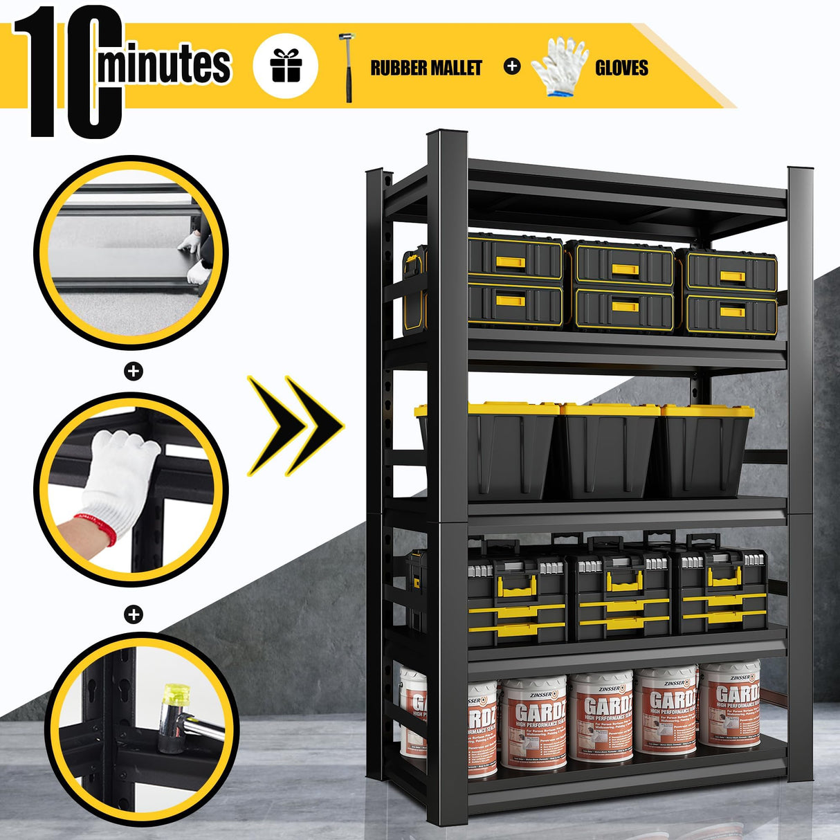 Bezuny 63" H|32" WGarage Shelving,1500LBS Heavy Duty Shelving for Storage Commercial,5 Tier Storage Shelves with Adjustable Shelf,All-Metal Shelves for Industrial Warehouse Basement Bezuny