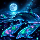 CHWGLFGG 5D Diamond Art Kits for Adults Beginners, Dolphin Diamond Painting Kits, DIY Full Round Drill Paint by Diamonds Dot Gem Art for Adults, Home Wall Decor 13.7X 13.7 Inch CHWGLFGG