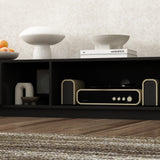 AIEGLE Modern TV Stand for 100+ Inch TVs, Entertainment Center with 2 Drawers & Shelves, Large Media Console Table TV Cabinet with Storage for Living Room, Black (94.5" W x 15" D x 12.4" H) AIEGLE