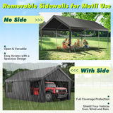 Velway Carport 12x20ft Heavy-Duty Canopy - Portable Garage Metal Carport Featuring Galvanized Frame Waterproof & UV-Protected Tarp with Removable Sidewalls & Doors for Car, Truck, Boat Velway