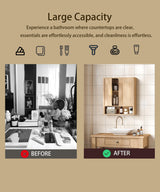 Rovaurx Fluted Medicine Cabinet with 2 Doors, Bathroom Wall Cabinet, Curved Profile Wall Mounted Cupboard with Adjustable Shelf, for Bathroom, Kitchen, Laundry Room, Natural Rovaurx