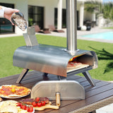 BIG HORN OUTDOORS Pizza Ovens Wood Pellet 12” Pizza Oven Cooking Pizza Maker Portable Stainless Steel Pizza Grill, Silver Portable Party use BIG HORN OUTDOORS