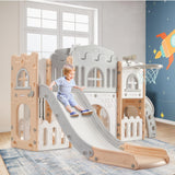 Toddler Slide 8 in 1 Toddler Playset for Toddlers Age 1-3，Baby Playset for Indoor Outdoor Playground with Climber, Crawling Tunnel, Basketball Hoop, Telescope, Toy Storage Garvee