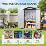 Grovellis 5x3 FT Outdoor Metal Storage Shed with Floor Frame, Double Door, 1 Clear Window, Tool Shed for Garden, Patio, Backyard Brown Grovellis