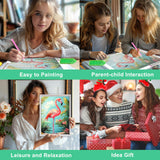 HEIBAGO Flamingo Diamond Art Kits for Adults, 5D Full Drill Round Bird Painting Gems with Beach Diamond Painting, Diamond Dots Perfect for Home Wall Decor 12x16inch HEIBAGO