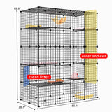Oneluck Large Outdoor Cat House Catio Enclosure, DIY Cage Kennels Crate Spacious Exercise Place Ideal for 1-6 Cats, 55.1" L x 28.7" W x 69.8" H Balcony Playpen with 16 Platforms Super Large Door Oneluck