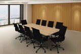 SOLIS Suprema Conference Table Set, 11-Piece High Back Ribbed, Black SOLIS