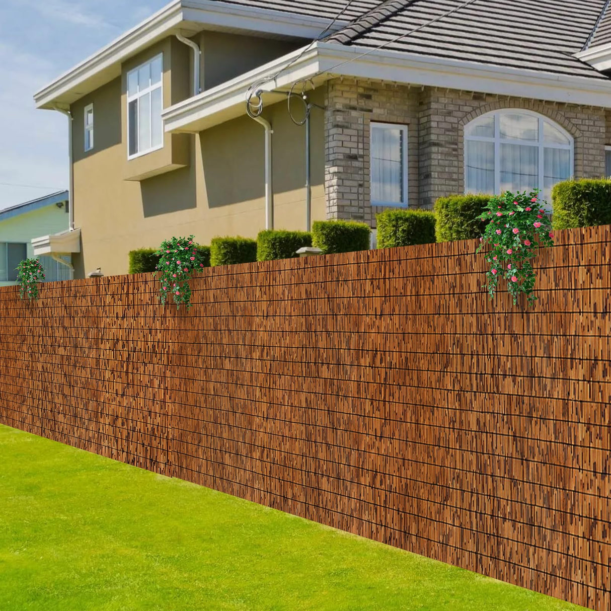 MOOKNAT Natural Reed Fence,6FT X 16.4FT Bamboo Fencing Privacy Reed Screening for Outdoor, Gallery, Restaurant, Hotel, Patio (Brown) MOOKNAT