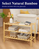 Kitsure Bamboo Wooden Shoe Rack for Closet - Stackable Shoe Organizer with Modular Structure, Space-Saving Shoe Shelf for Entryway, Living Room, Bedroom, 26.8" x 11" x 18.9", Natural Kitsure