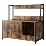 32.4” Cat Litter Box Furniture with Storage Shelves, Hidden Litter Box Enclosure and Double Doors, 2-in-1 Cat Washroom Cabinet with Scratching Pad, Wooden Pet Organizer for Home Décor GarveeHome