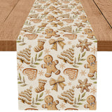 Gingerbread Man Table Runner Country Christmas Gingerbread House Table Runners Seasonal Kitchen Dining Table Decoration for Winter Farmhouse Home Party Banquet Decor 13x72 Inch GPGHE