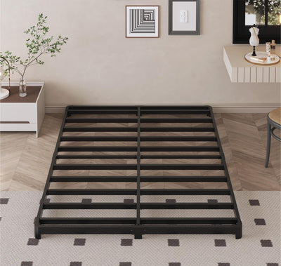 Likelalaso 3 inch Low King Size Bed Frame with Rounded Corner, Heavy Duty Metal, Easy Assembly, Noise Free, Black