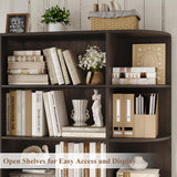 HOSTACK 75" Tall Book Shelf and Bookcase, 6 Tier Bookshelf with Storage, 47" Wide Bookcase with Doors, Freestanding Wood Display Shelves with Book Storage Cabinet for Home Office, Dark Brown HOSTACK