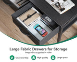 AODK 53 Inch Black L Shaped Computer Desk with Drawers & Power Outlets AODK