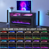 COCO DESIGN Fireplace TV Stand, Multicolor Wood Texture 50" Electric Fireplace with Highlight Storage Cabinet, LED Light Entertainment Center, for TVs Up to 65"(Gray) COCO DESIGN