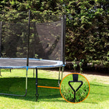 Eurmax USA Trampoline Stakes Heavy Duty Trampoline Parts Corkscrew Shape Steel Stakes Anchor Kit with T Hook for Trampolines -Set of 4 Bonus 4 Strong Belt,Black Eurmax