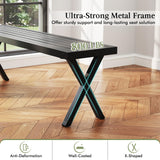 Giantex Outdoor Bench, Patio Metal Bench with Slatted Seat, X-Shaped Legs, 54" Outdoor Backless Loveseat, Load 800 LBS, Heavy-Duty 2-Person Park Bench for Lawn, Yard, Porch, Garden Bench, Black Giantex