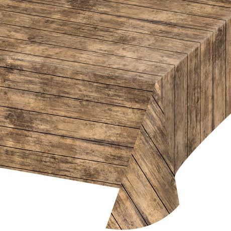 Creative Converting TABLECOVER PL 54" X 108" AOP BROWN Wood Grain Design Plastic Tablecloth, 54 x 108, Multicolor Creative Converting
