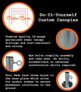 Carport Kit, 20' x 20' High Peak Canopy Fittings, DIY Metal Carport Frame Parts, 1-1/2" EMT Fittings Cowboy Canopy