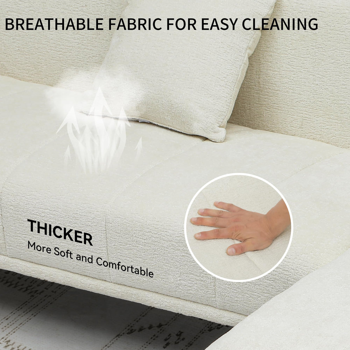 YITAHOME Sectional Couches for Living Room, U Shaped Sofa Chenille Modern Couch with USB & Type C Charging Ports Double Chaise and Comfy Upholstered Sofa, Beige YITAHOME