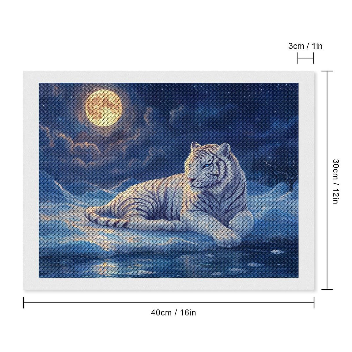Tryadren Diamond Art Kit for Adults, White Tiger Under Full Moon Diamond Painting for Adults Beginners, 5D DIY Diamond Art Painting Kits Craft for Home Wall Decor 12x16 Inch No Frame Tryadren