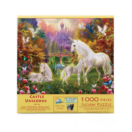 SUNSOUT INC - Castle Unicorns - 1000 pc Jigsaw Puzzle by Artist: Jan Patrick Krasny - Finished Size 20" x 27" - MPN# 15963 SunsOut