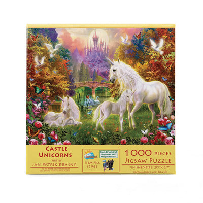 SUNSOUT INC - Castle Unicorns - 1000 pc Jigsaw Puzzle by Artist: Jan Patrick Krasny - Finished Size 20" x 27" - MPN# 15963