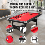 VEVOR Billiards Table, 7 ft Pool Table, Portable Foldable Space-Saving Table, Billiard Table Set includes Balls, Cues, Chalks and Brush, Black with Red Cloth, Perfect for Family Game Room Kids Adults VEVOR