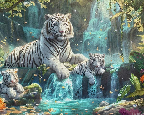 LAENAKR White Tiger Waterfalls Funny DIY Paint by Numbers Painting with Kits Wall Art Hanging Decor No Framed for Adults Beginner 40x50cm LAENAKR