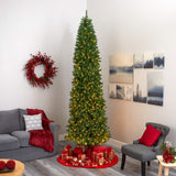 Nearly Natural 10ft. Slim Green Mountain Pine Artificial Christmas Tree with 800 Clear LED Lights Nearly Natural
