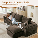 Korser 122" Sectional Couches for Living Room, Modular Boneless Couch with Deep Seat & Fluffy Cushion, Cozy Double-Layer Cushioned Sofa with Convertible Ottoman, Comfy Cloud Sofa, No Assembly Required Korser