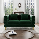 Wrofly Cloud Couch for Living Room, 59" Modern Overstuffed Deep Seat Velvet Loveseat Sofa with 2 Pillows, Comfy Upholstered 2 Seater Love Seat for Bedroom Office, Emerald Green Velvet Wrofly