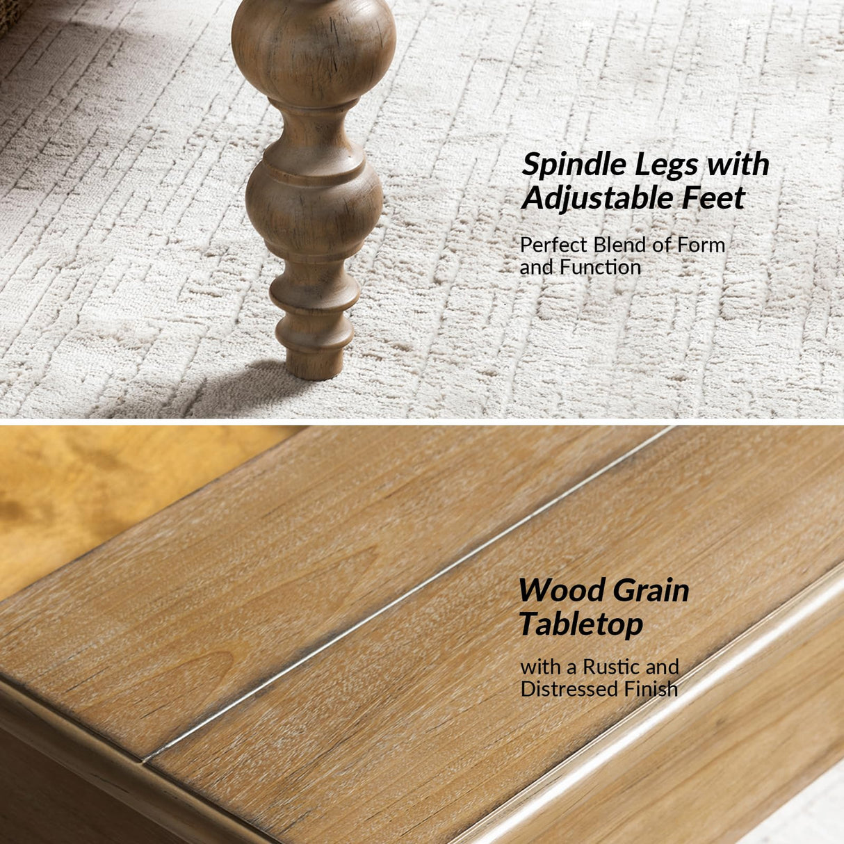 HULALA HOME Wood Lift Top Coffee Table with Storage, Farmhouse Convertible Dining Table for Living Room, Large Rectangle Rustic Central Table with Hidden Compartment, Acorn HULALA HOME