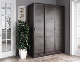 Palace Imports 100% Solid Wood Wardrobe/Armoire/Closet with 3 Sliding Louvered Doors, Java. 5 Shelves Included, 52" w x 72" h x 22.5" d, Renewable Eco-Friendly Wood, Made in Brazil Palace Imports